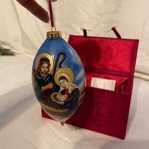 Inside Art Hand-Painted Nativity Blown Glass Ornament w/ Box (1999)